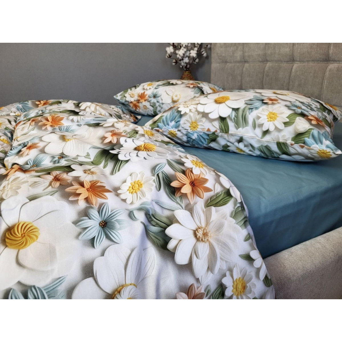 Бавовняна постільна білизна cotton 5D Квітковий Декор